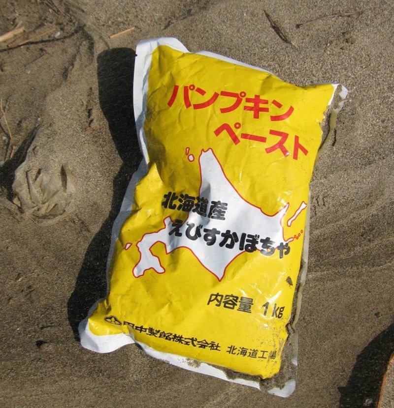 後龍溪出海口附近發現從北海道來的海漂物(2015/9/9)。