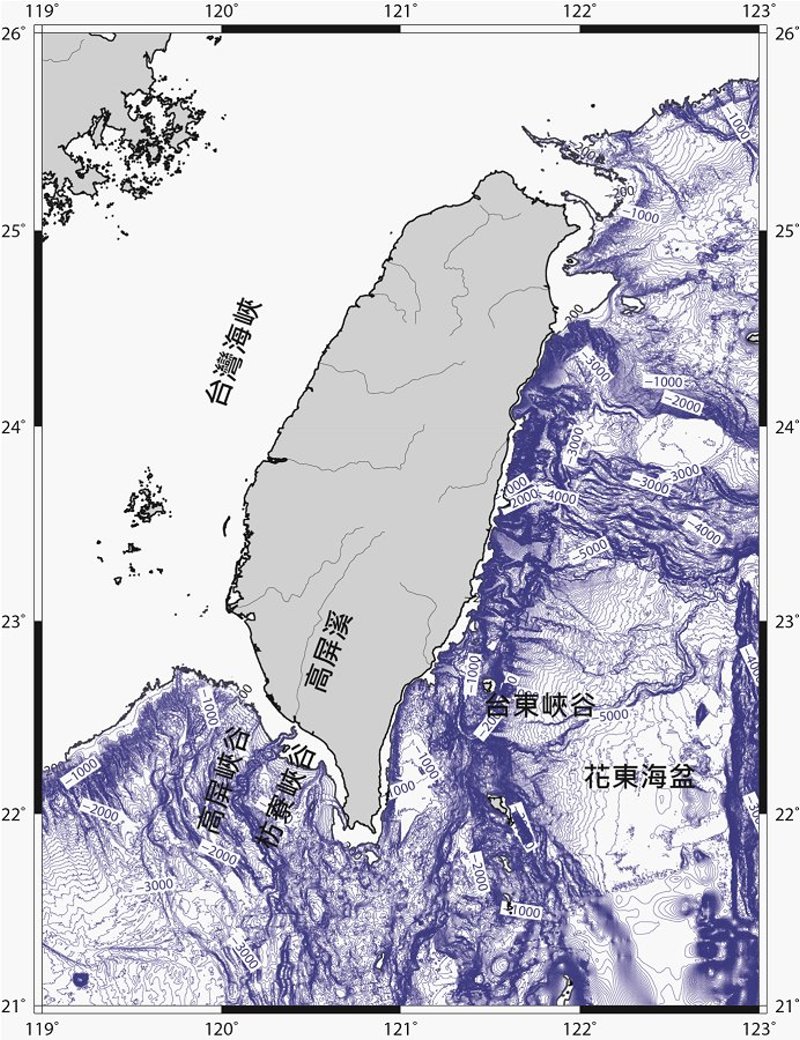 臺灣島周圍海底地形圖