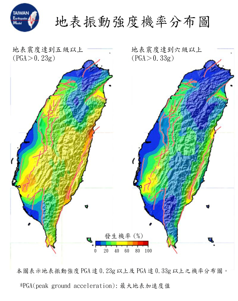 地表震動強度機率分布圖