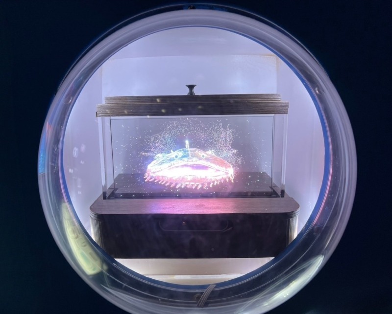 Xpark 展示之深海魚 Micro LED 透明顯示器(圖/黃鈞彥)