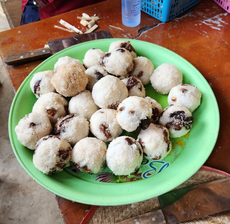 餵食給大象的食物主要為大象喜愛的糰子 （Dango），這些糰子通常是由香蕉、大米、大豆等製成的球狀食，做為餵食動物的點心。（圖／許嫆雅）