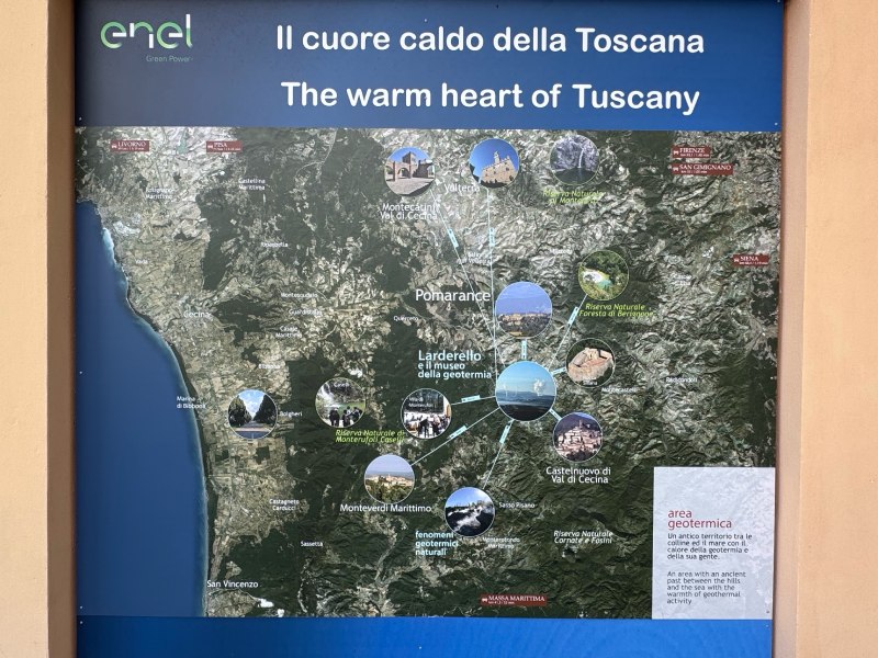 地熱電廠集中於托斯卡尼(Tuscany)地區,共 34 座地熱電廠(截至 2025 年) 為全球最早進入商業運轉的地熱發電區。(圖/何恭睿)