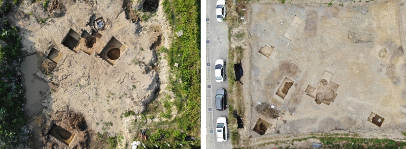 左圖為 2025 年 10 月 1 日基地東半部的空拍照；右圖為 2025 年 11 月 13 日基地西半部的空拍照。（圖／劉克竑）