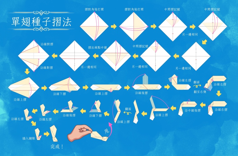 單翅種子摺法(圖/嚴中佑 繪)