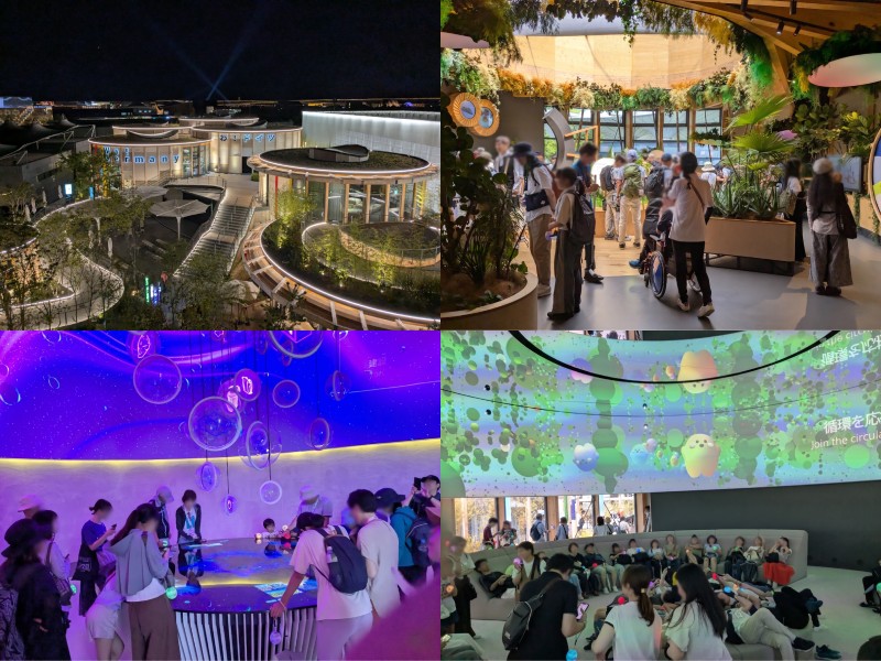 德國館以圓形木構與層疊步道,把展館營造成被植物包覆的小公園。(圖/陳奕廷)