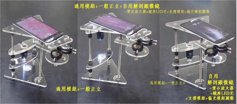 複式顯微鏡的通用模組 + 一般正立顯微鏡 + 解剖顯微鏡的運用