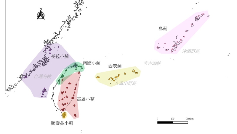 薊屬各類群的分布範圍