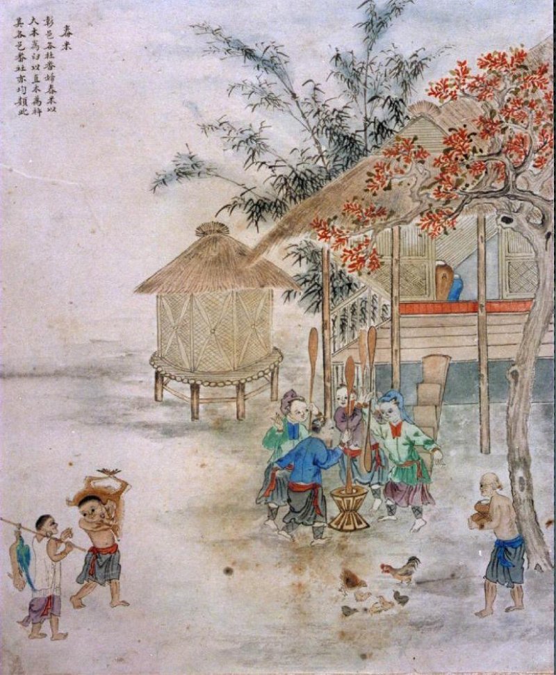 番社采風圖中有養雞情景