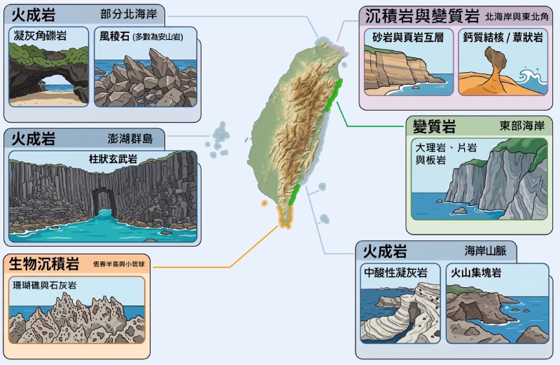 臺灣與周圍島嶼沿岸特色岩石