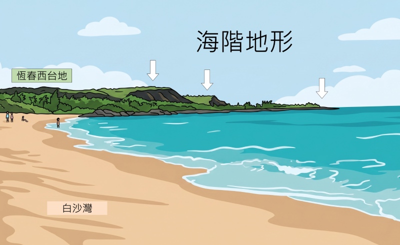 恆春西臺地海階示意圖